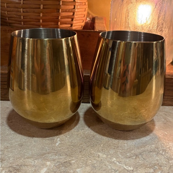 2 - VISKI - GOLD PLATED STAINLESS STEEL - WINE GLASSES / CUPS - Picture 2 of 8
